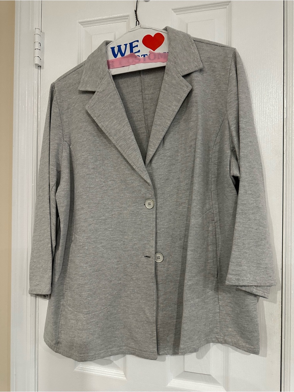 Gray woman within Women’s Open Blazer Jacket - Lightweight Knit 1x
